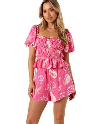Blusa Petal + Pup manga corta para mujer