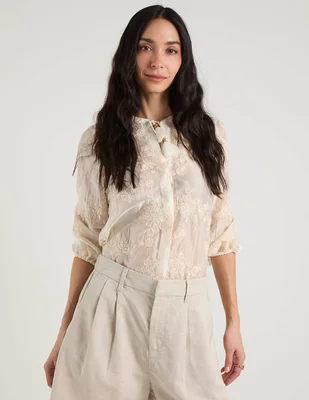Blusa chico's manga al codo para mujer
