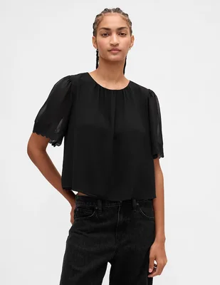 Blusa manga al codo para mujer