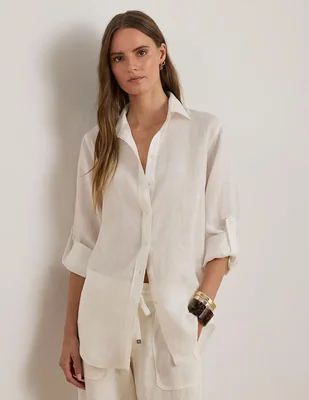 Blusa camisera Lauren Ralph Lauren manga larga para mujer