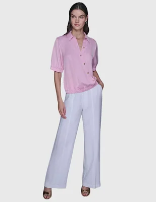Blusa camisera Karl Lagerfeld Paris manga corta para mujer