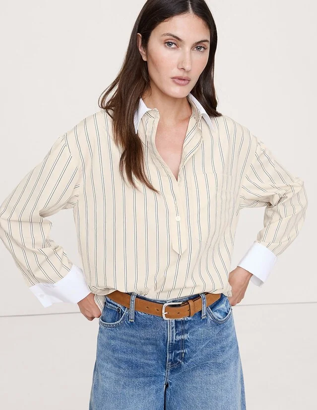 Blusa de algodón manga larga para mujer
