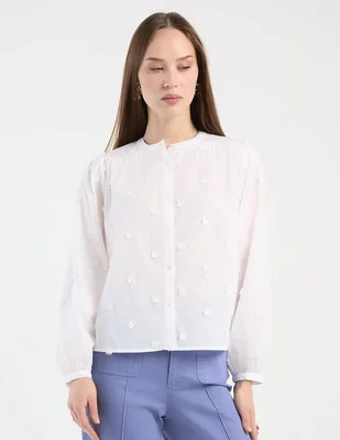 Blusa petite studio manga larga para mujer