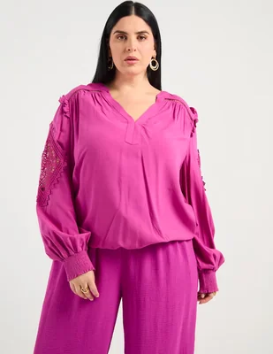 Blusa The Pattern manga larga para mujer