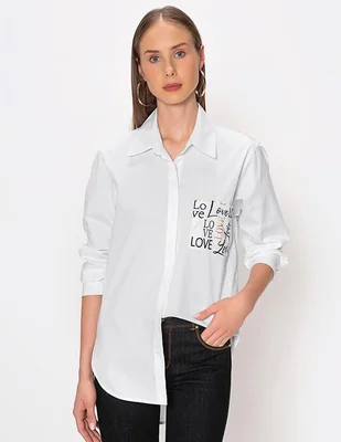 Blusa Studio F I Love You manga larga para mujer