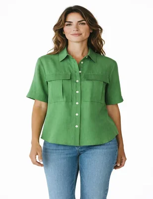 Blusa camisera Merkabá manga corta para mujer