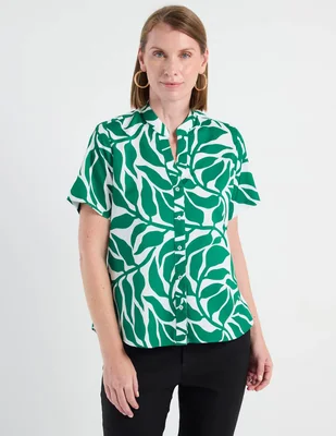 Blusa camisera manga corta para mujer