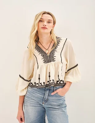 Blusa rapsodia manga larga para mujer