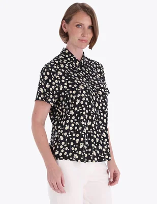 Blusa camisera Charme manga corta para mujer