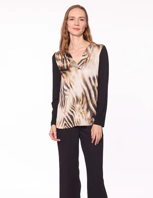 Blusa damaia atelier manga larga para mujer
