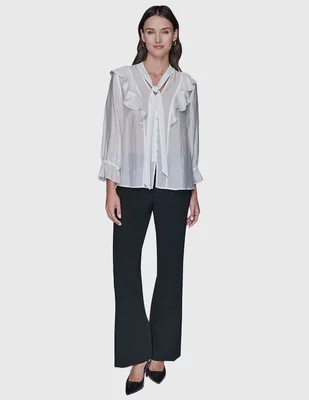 Blusa camisera Karl Lagerfeld Paris manga larga para mujer