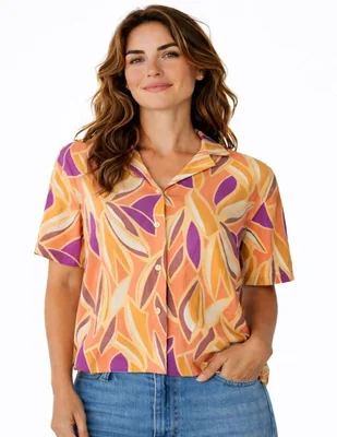 Blusa Merkabá manga corta para mujer