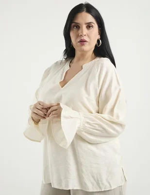 Blusa The Pattern manga larga para mujer