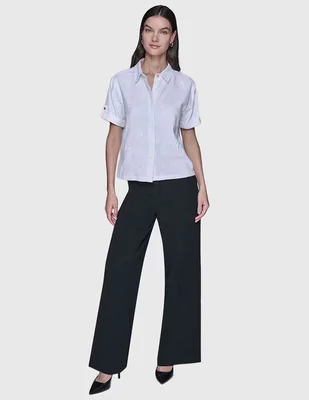 Blusa camisera Karl Lagerfeld Paris manga corta para mujer