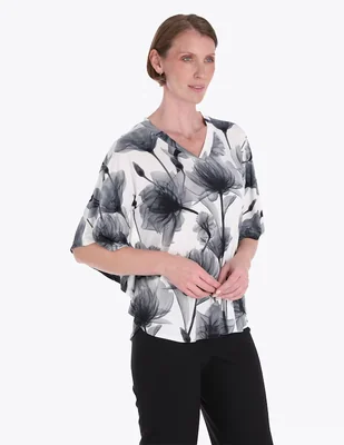 Blusa túnica Charme manga al codo para mujer