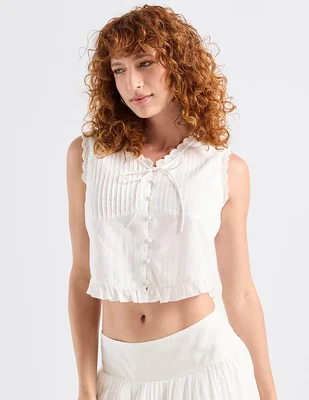 Top Petite Studio cuello V tirante ancho