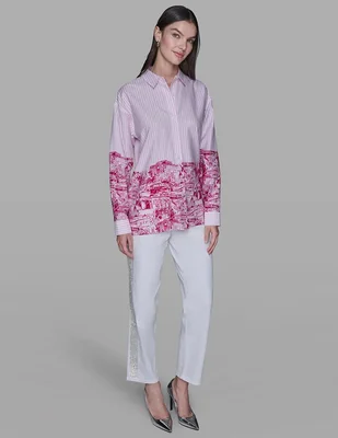 Blusa camisera Karl Lagerfeld Paris manga larga para mujer