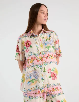 Camisa Petal + Pup manga corta para mujer