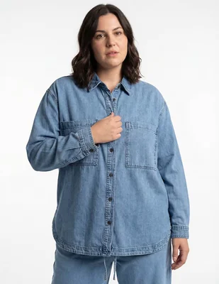 Blusa camisera The Pattern manga larga para mujer