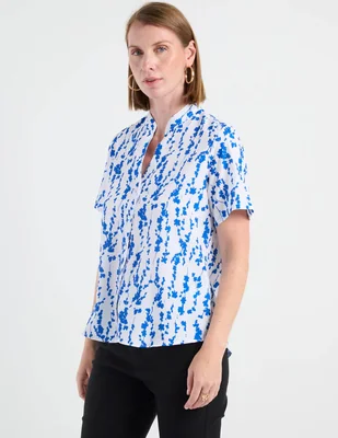 Blusa camisera manga corta para mujer