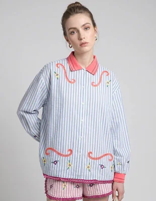 Camisa celia b manga larga para mujer