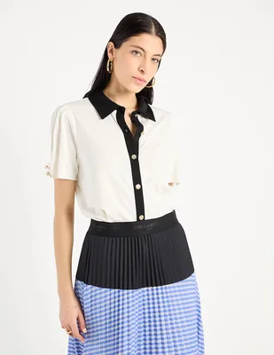 Blusa camisera Karl Lagerfeld Paris manga corta para mujer