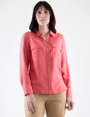 Blusa camisera Margaret manga larga para mujer