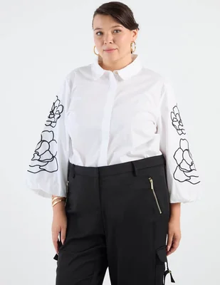 Camisa karl lagerfeld paris de algodón manga larga para mujer