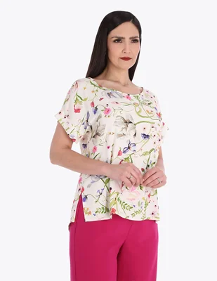 Blusa charme manga corta para mujer