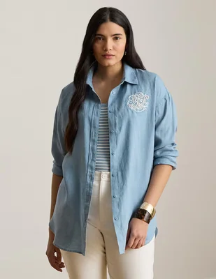 Blusa camisera Lauren Plus manga larga para mujer