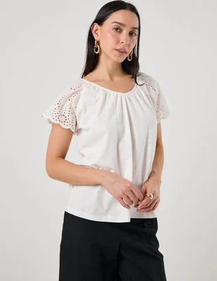 Blusa damaia atelier manga corta para mujer