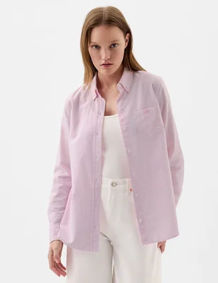 Camisa de algodón manga larga para mujer