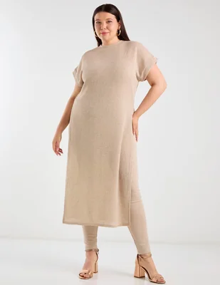 Blusa túnica Ivonne Plus manga corta para mujer