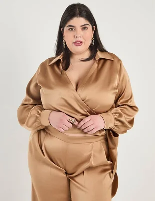 Blusa Ivonne Plus manga larga para mujer