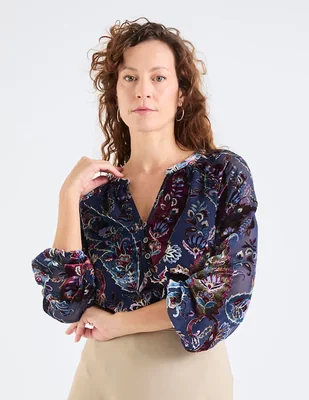 Blusa camisera Talbots manga larga para mujer