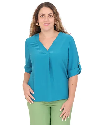 Blusa duplan petite manga corta para mujer