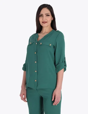 Blusa camisera Charme manga 3/4 para mujer