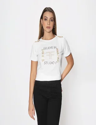 Blusa Studio F manga corta para mujer