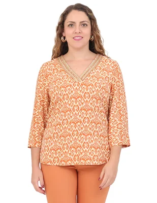 Blusa Duplan Petite manga 3/4 para mujer