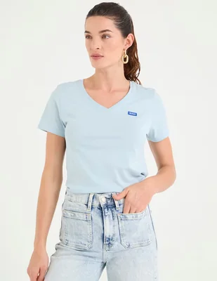 Playera manga corta Hugo Blue cuello redondo para mujer