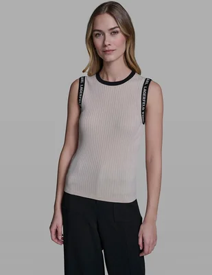 Top Karl Lagerfeld Paris cuello redondo