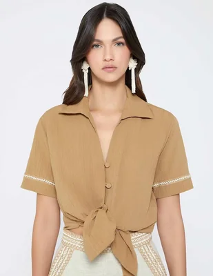 Blusa Studio F Artesania Costera manga corta para mujer