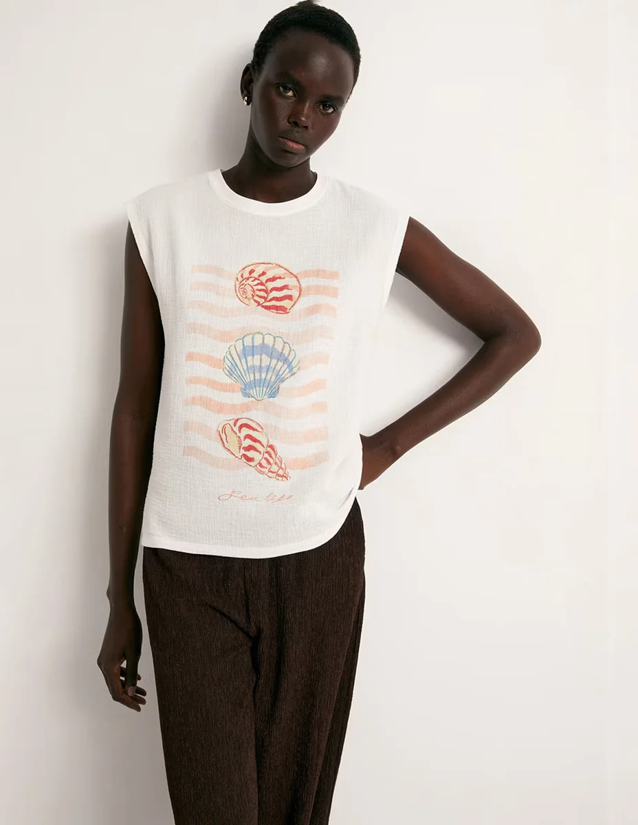 Camiseta Sfera Cuello Redondo De Algodón
