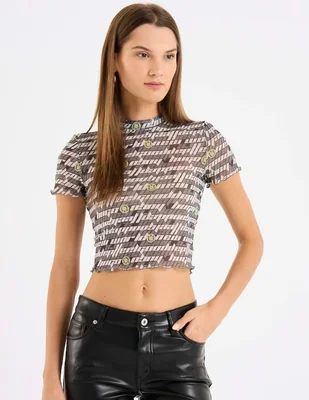 Top Hugo Blue cuello redondo escote regular