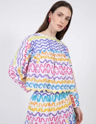 Blusa Celia B manga larga para mujer