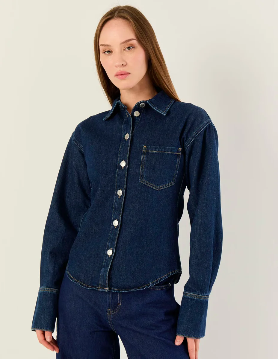 Camisa Topshop de algodón manga larga para mujer