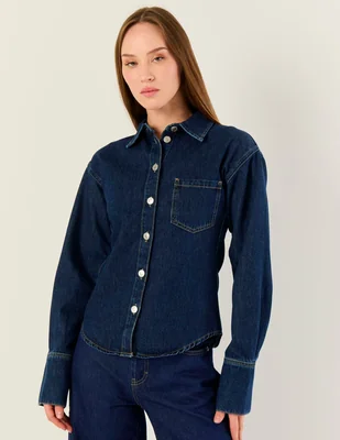 Camisa Topshop de algodón manga larga para mujer