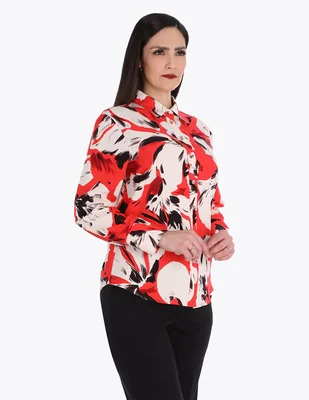 Blusa camisera Charme manga larga para mujer