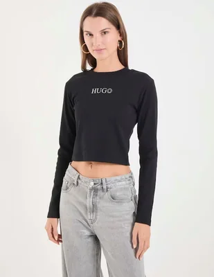 Top Hugo Blue cuello redondo escote regular