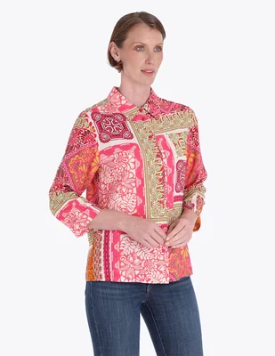 Blusa camisera Charme manga 3/4 para mujer